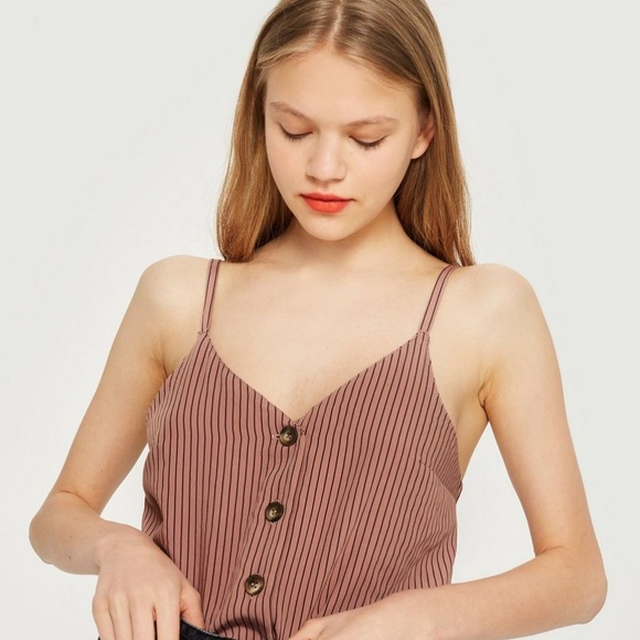 Topshop Tops - Topshop Petite Striped Button Tank Top Blouse